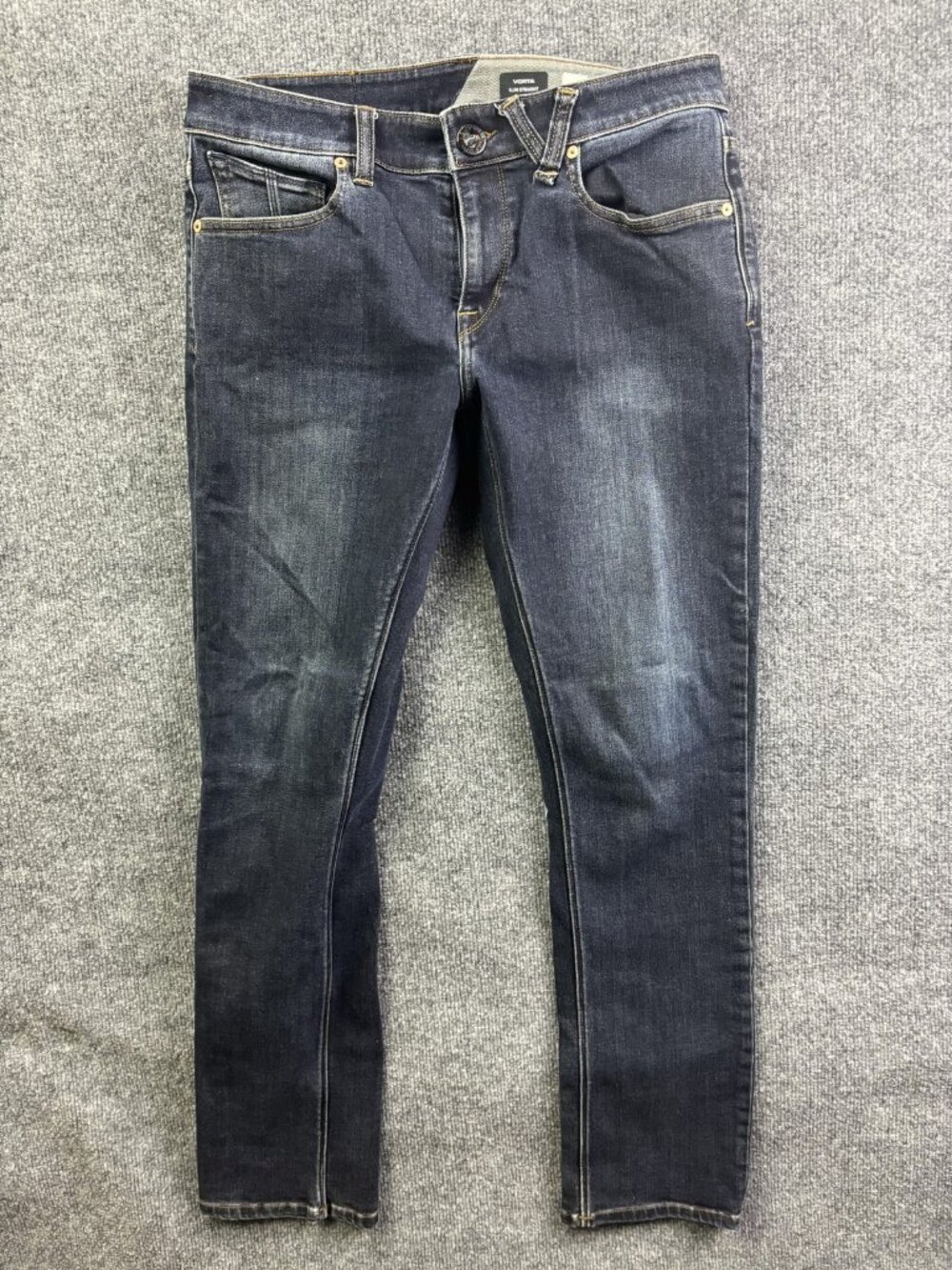 Volcom Vorta Slim Straight Jeans Mens 30x30 Dark Wash Blue Stretch Denim Pants